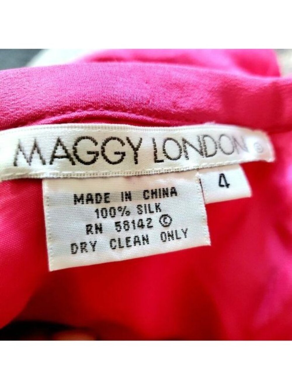 Maggy London Womens Hot Pink 100% Silk Pencil Skirt Size 4 Dry Clean Only - Picture 2 of 9